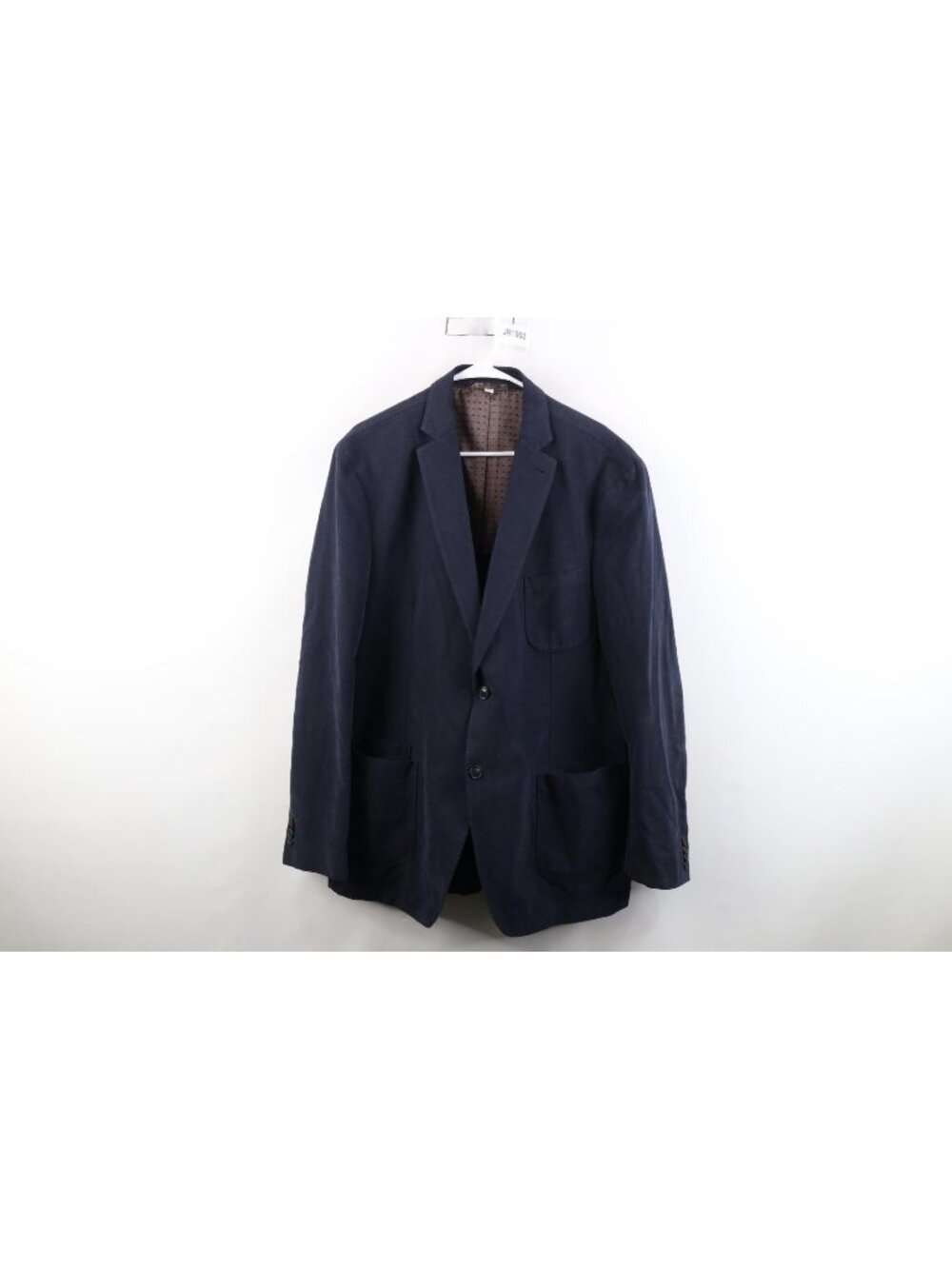 JKT New York Mens 46L Cotton Bond 2 Button Suit Coat Blazer Jacket Navy Blue